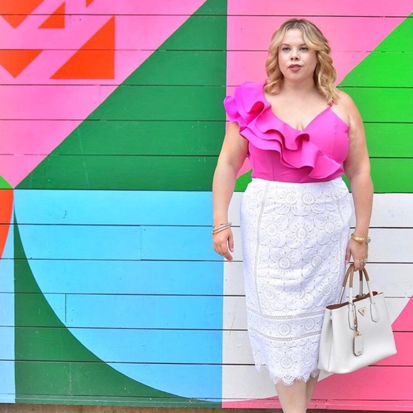 Fashion Nova Tops - Fashion nova pink ruffle body suit